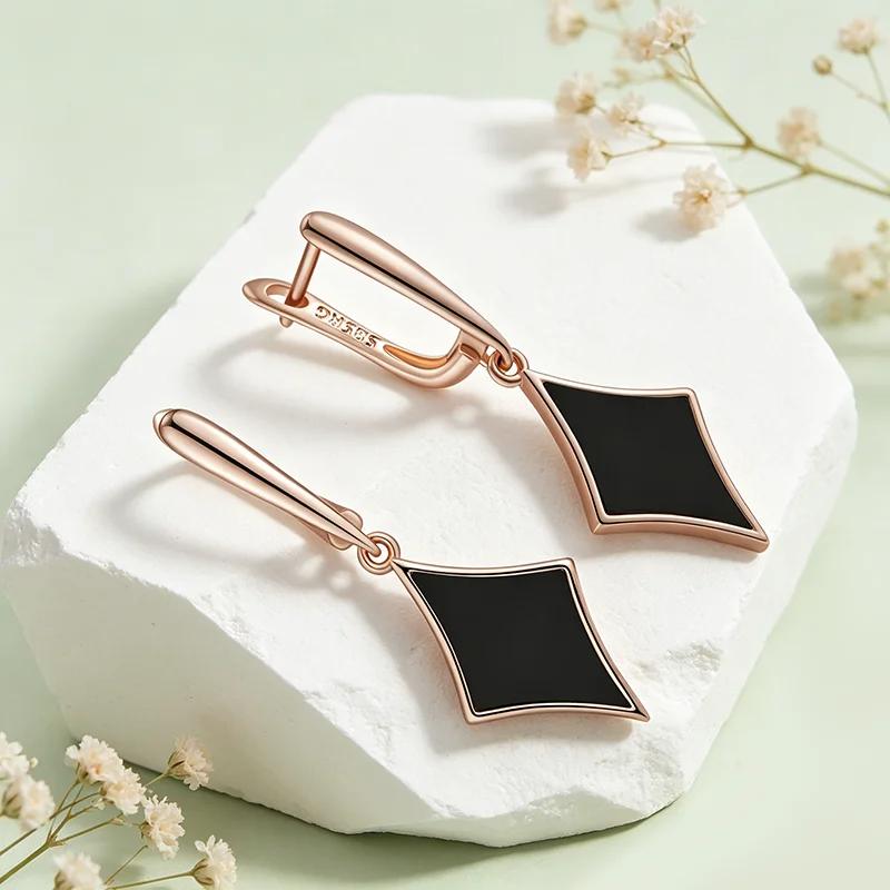 Black Dangle Earrings for Women Fashion Golden Accessories Everyday Jewelry