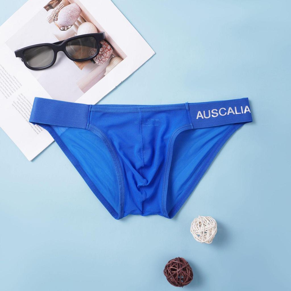 AUSCALIA Men's Ultra-Thin Transparent Ice Silk Low-Rise Seamless Breathable Briefs