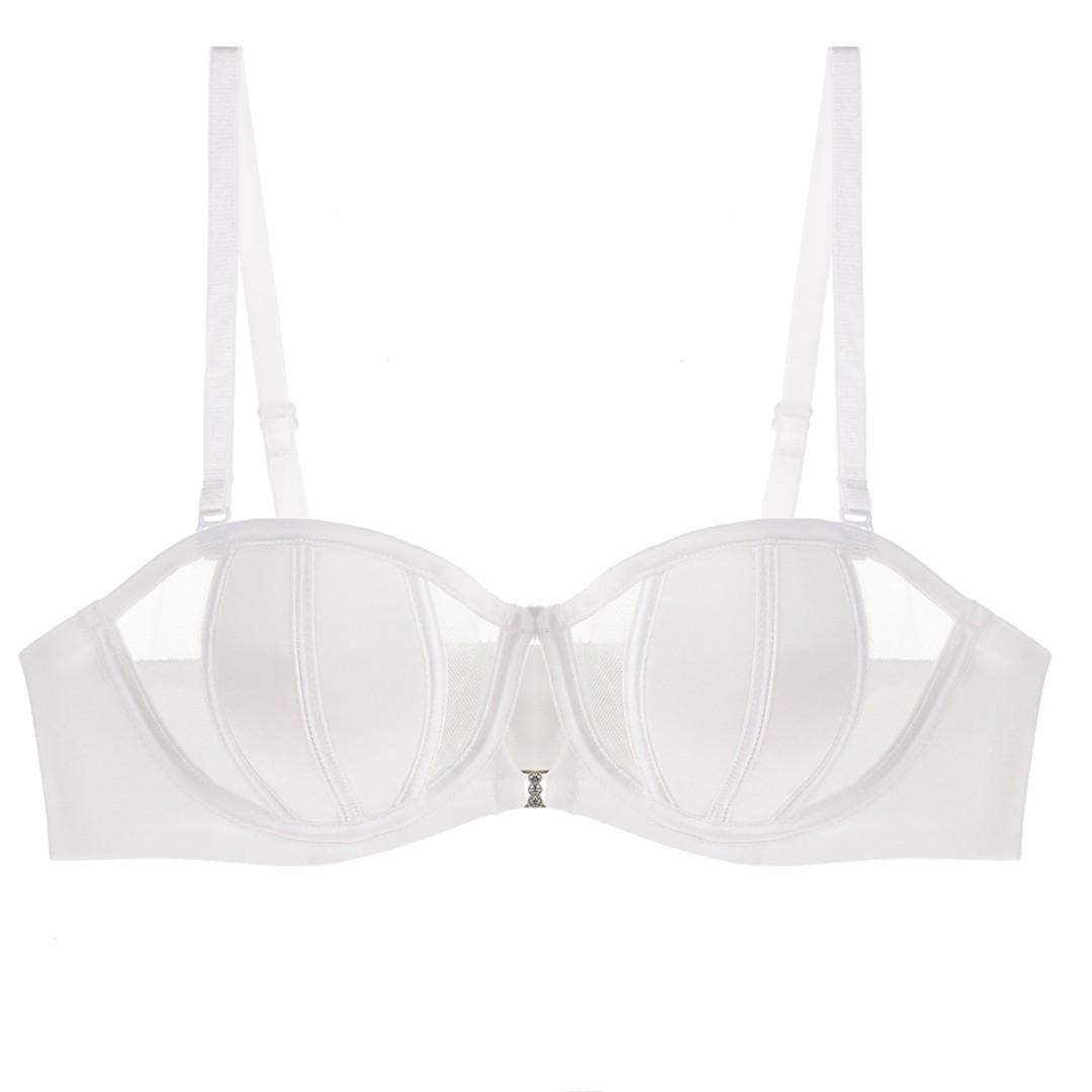 

French underwear women s sexy thin seamless strapless underwear smooth hollow large chest small anti-sagging bra cover 70B білий