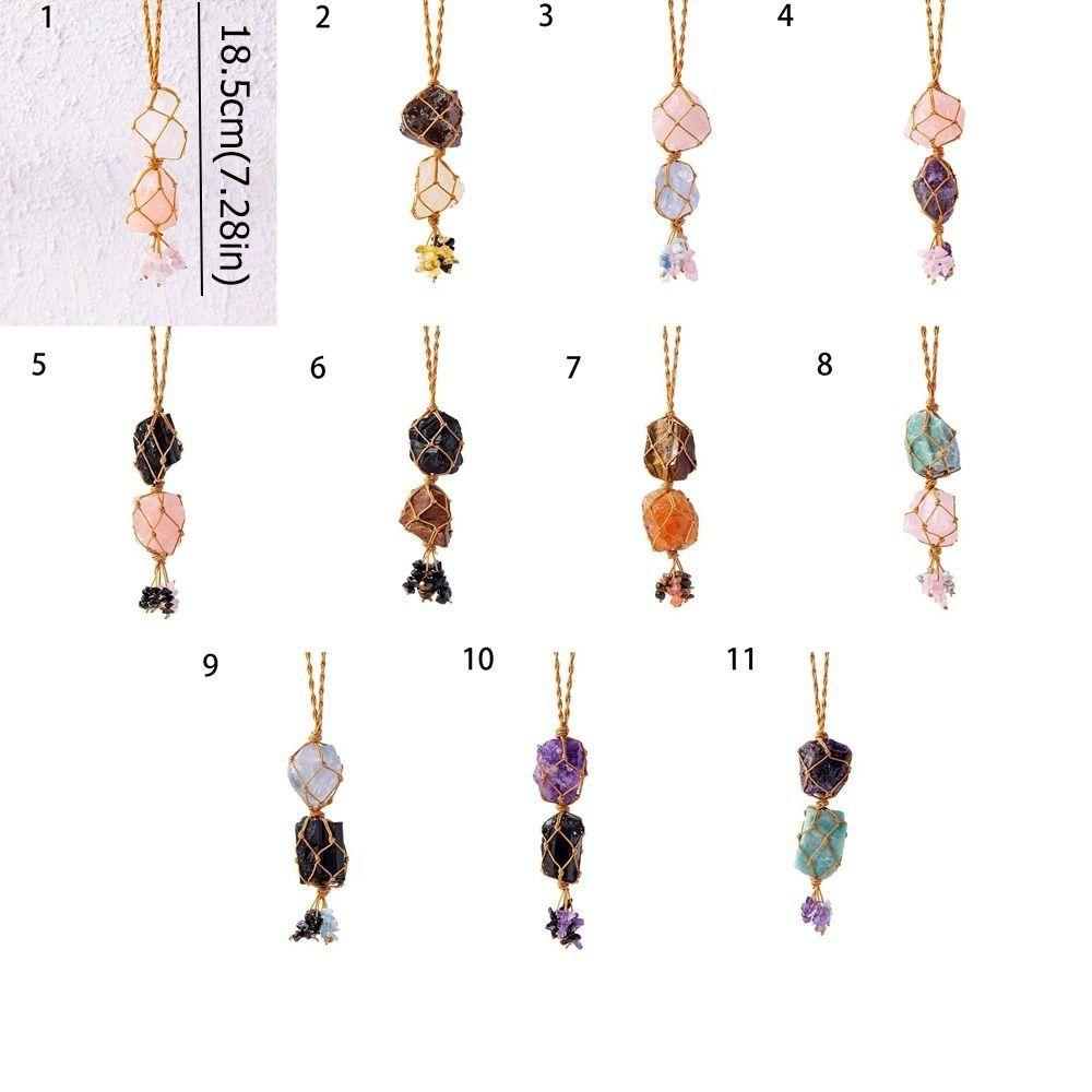 Irregular Crystal Stone Hanging Ornament Mysterious Raw Stone Pendant  Car Decor