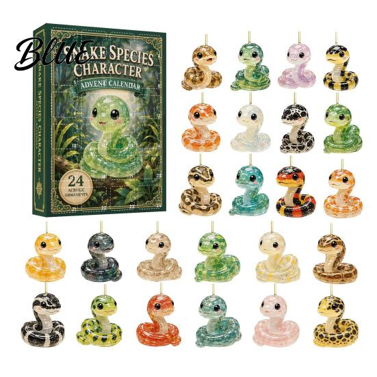 Christmas Advent Calendar for Decorations Days Acrylic Calendar 24 Cartoon Snake 2D Flat Figures Collectibles