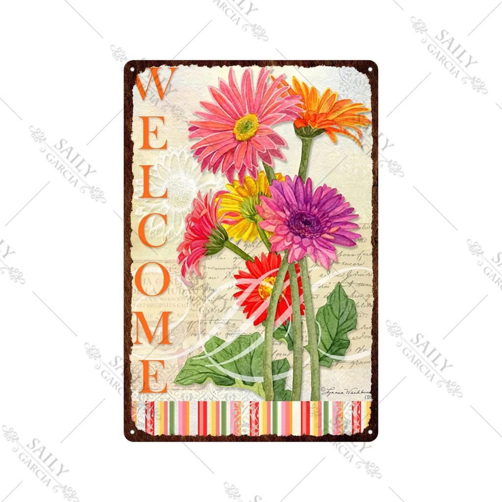 Welcome Home Vintage Metal Tin Sign Garden Wall Decor Metal Poster Sweet Home Tin Sign Family Farm Beach Hut Metal Plates Pla