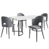 Dining Room Set - MUVOE - 140 X 80 Cm - 4 Velvet Chairs - Adjustable Feet - White MDF