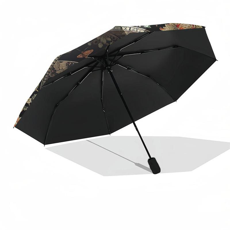 Butterfly, FloralThemed Automatic Opening and Closing Umbrella 8 Ribs, Suitable for Leisure and Going Out, Outdoor Accessory, Gothic Style