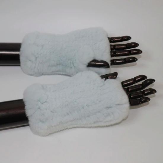 New Arrival Female Natural Rabbit Fur Gloves Knitted Warm Real Rex Rabbit Fur Mittens Women Winter Outdoor Rex Rabbit Fur Gloves