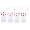 1-6pcs 300ml Strawberry Coffee Mugs Cute Glass Cup with Straw Creative Transparent Water Drinking Student Milk Gift Drinkware