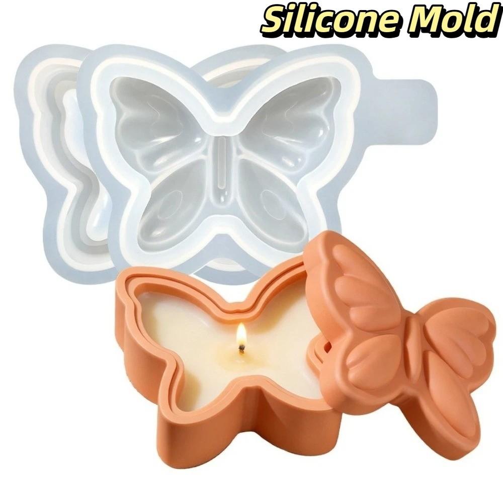 Bowknot Shape Silicone Candle Cup Mold Soft Soap Mould Butterfly Storage Box Mold Home Decor