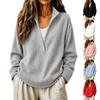 Women's Casual V-Neck Long Sleeve Loose Fit Sweatshirt
