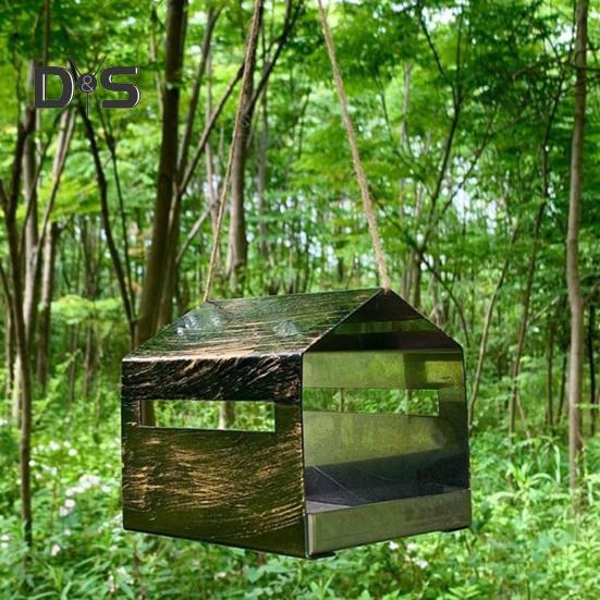 Mangiatoia per Uccelli da Esterno da Appendere Casetta per Uccelli Rustica in Metallo Mangiatoia per Uccelli Selvatici per Esterno Giardino Patio Cortile Decor