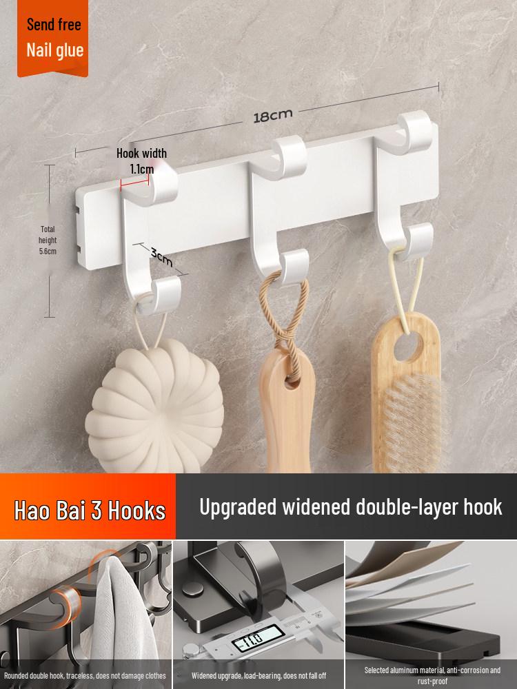 Meiruid Wall-Mounted No-Drill Double-Layer Space Aluminum Coat & Hat Hook