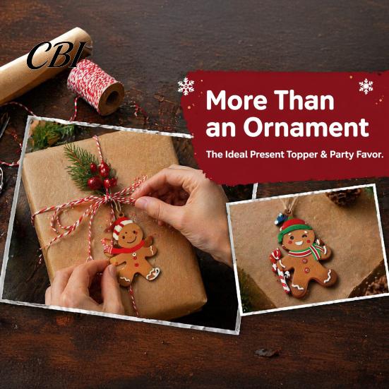 Wooden Christmas Ornaments Gingerbread Man Hanging Ornaments, Figure Pendants, Rustic Holiday Decor Decorations for Xmas Tree, Party Favors