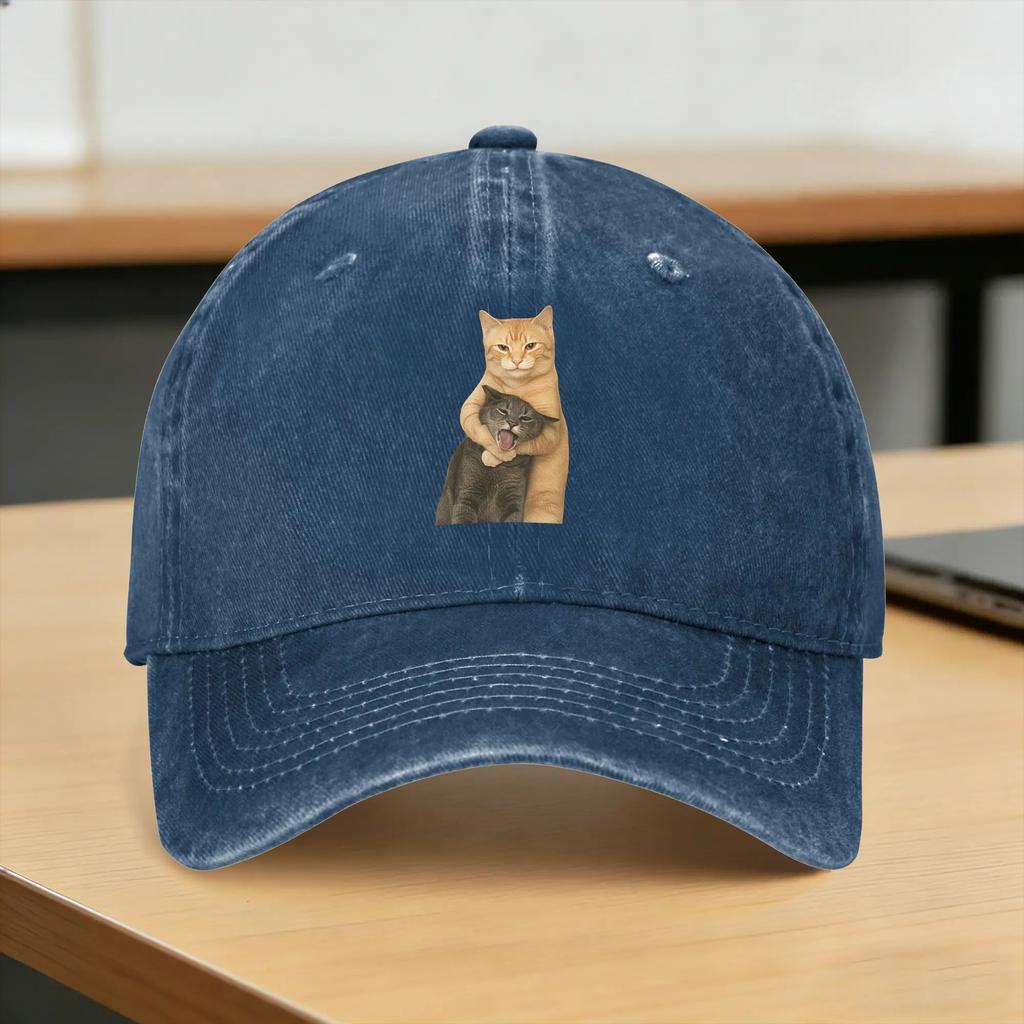 Funny Hug Cats Casual Baseball Cap  Hunting Camping Trucker Hat Summer Breathable Unisex Unisex DIY Print Baseball Caps