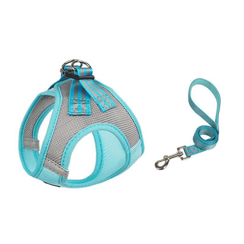 Breathable Dog Cat Harness Leash Set For Chihuahua French Bulldog Vest Harness Pet Chest Straps Small Dogs Lead Walking Supplies