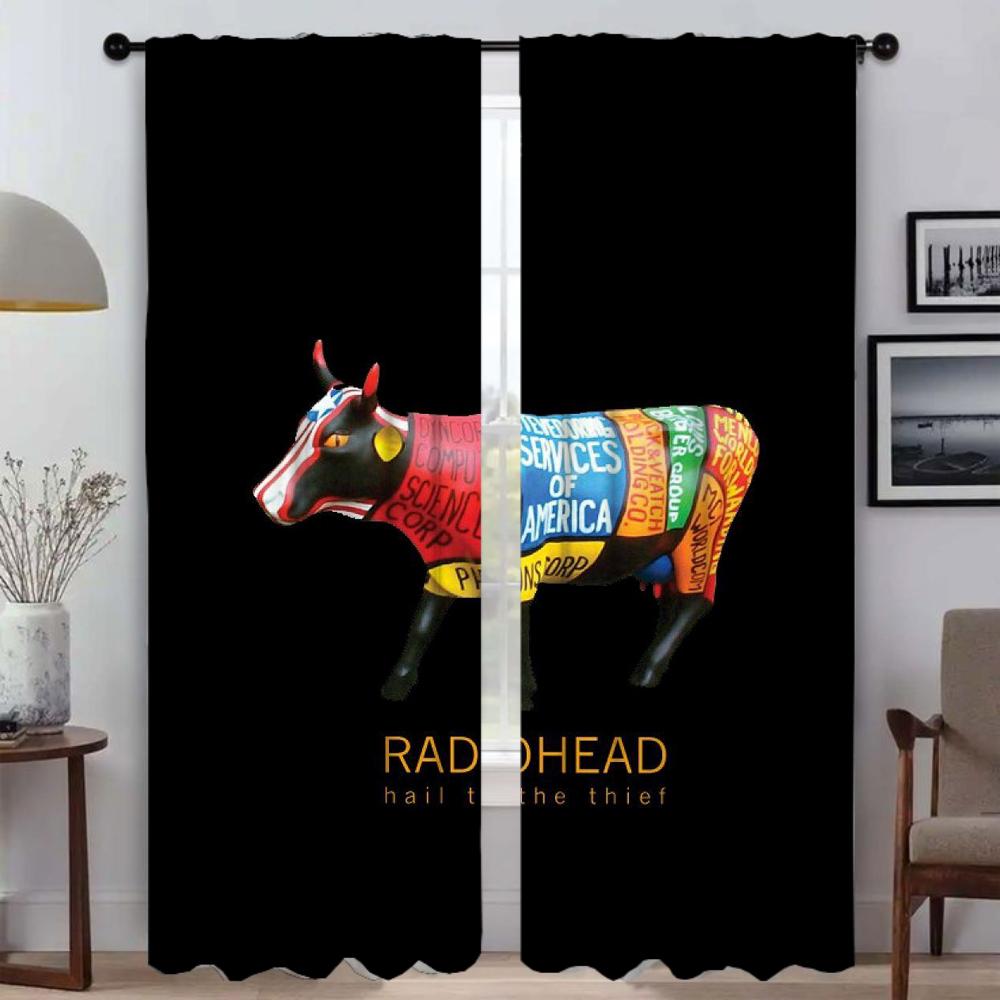 Radiohead Tüll für Schlafzimmer Wohnzimmer Vorhang Halloween Dekoration Küchenvorhänge für Kamera Heiminnenraumvorhänge 2 Stück