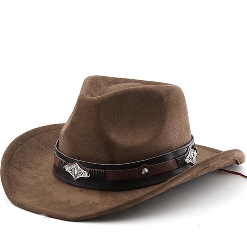 New Tibetan western cowboy hat dance performance jazz hat leather belt suede felt hat hat