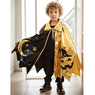 Nouveau Cap d'Halloween pour enfants cape de sorcière cinq étoiles vêtements de magicien cape imprimée ensemble est chaud