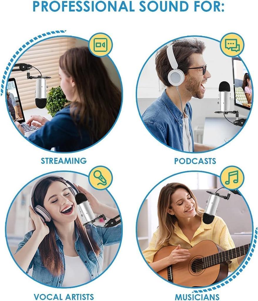 VIZEMO Microphone Foam Wind Screen Furry Windshield Muff Pop Filter Blue Yeti USB Microphone 2 Pack Black White and Black Foam