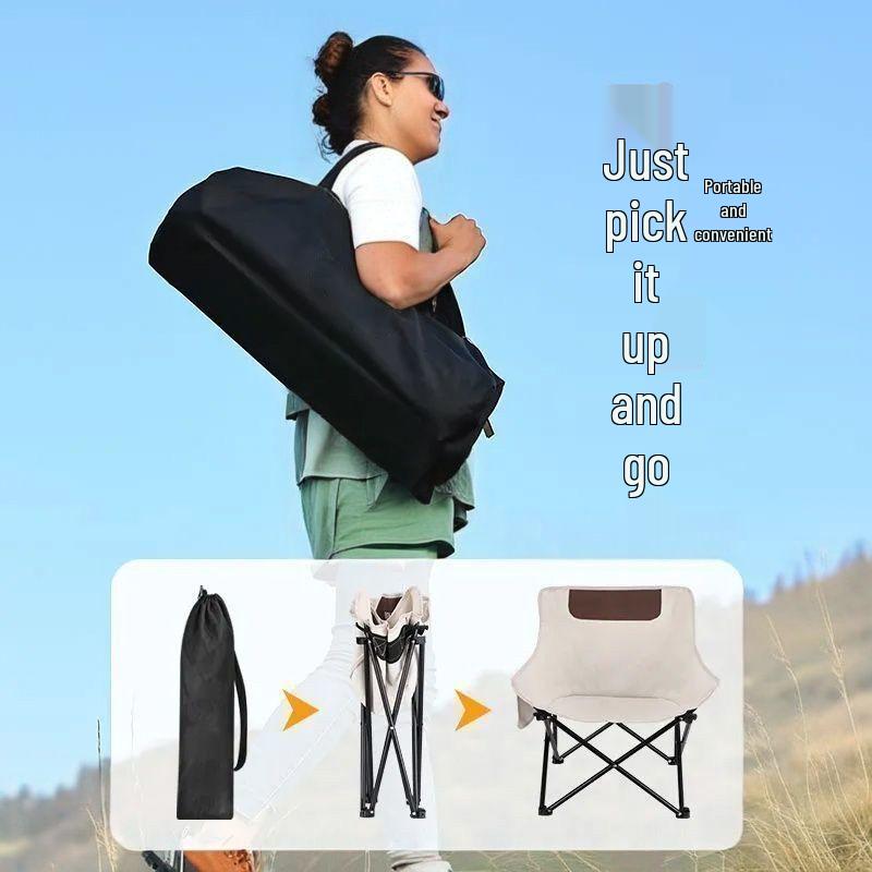 Mondstuhl: Tragbarer Outdoor-Klappstuhl mit Rückenlehne für Camping, Angeln und Skizzieren.