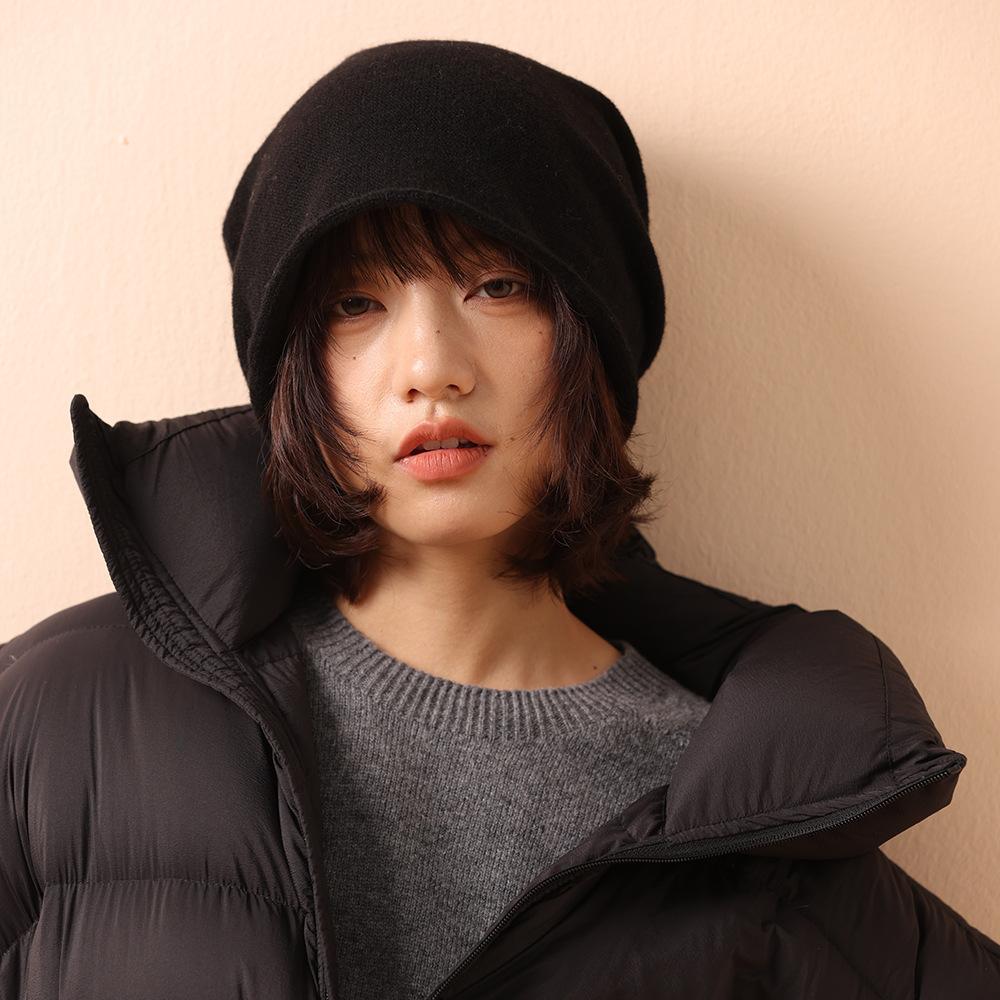 Autumn and winter new 0% all-wool striped knitted hat stacking hat women's fashion versatile warm hat