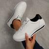 Large Size Women's Fall  Of The Season Fashion Contrast Color Leather Surface AG Shoes Casual Sports Shoes with Lace Des