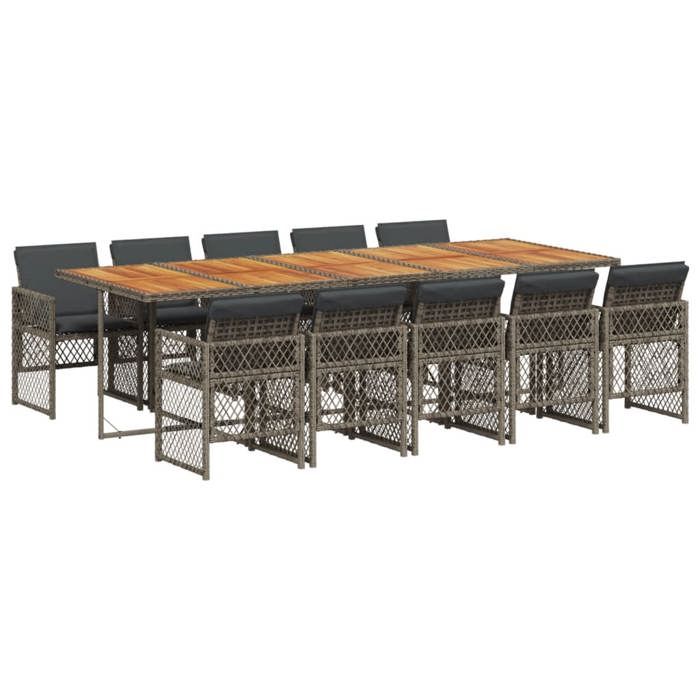 VidaXL Ensemble à manger de jardin 11pcs avec coussins gris poly rotin 3210758