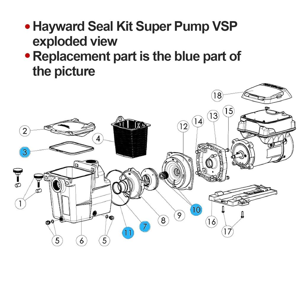 Pool Pump O-Ring Seal Repair Kit Super Pumps SPX1600TRA SP1600Z2 SPX1600R SPX1600S SPX1600T (Regular, X, VSP Models)