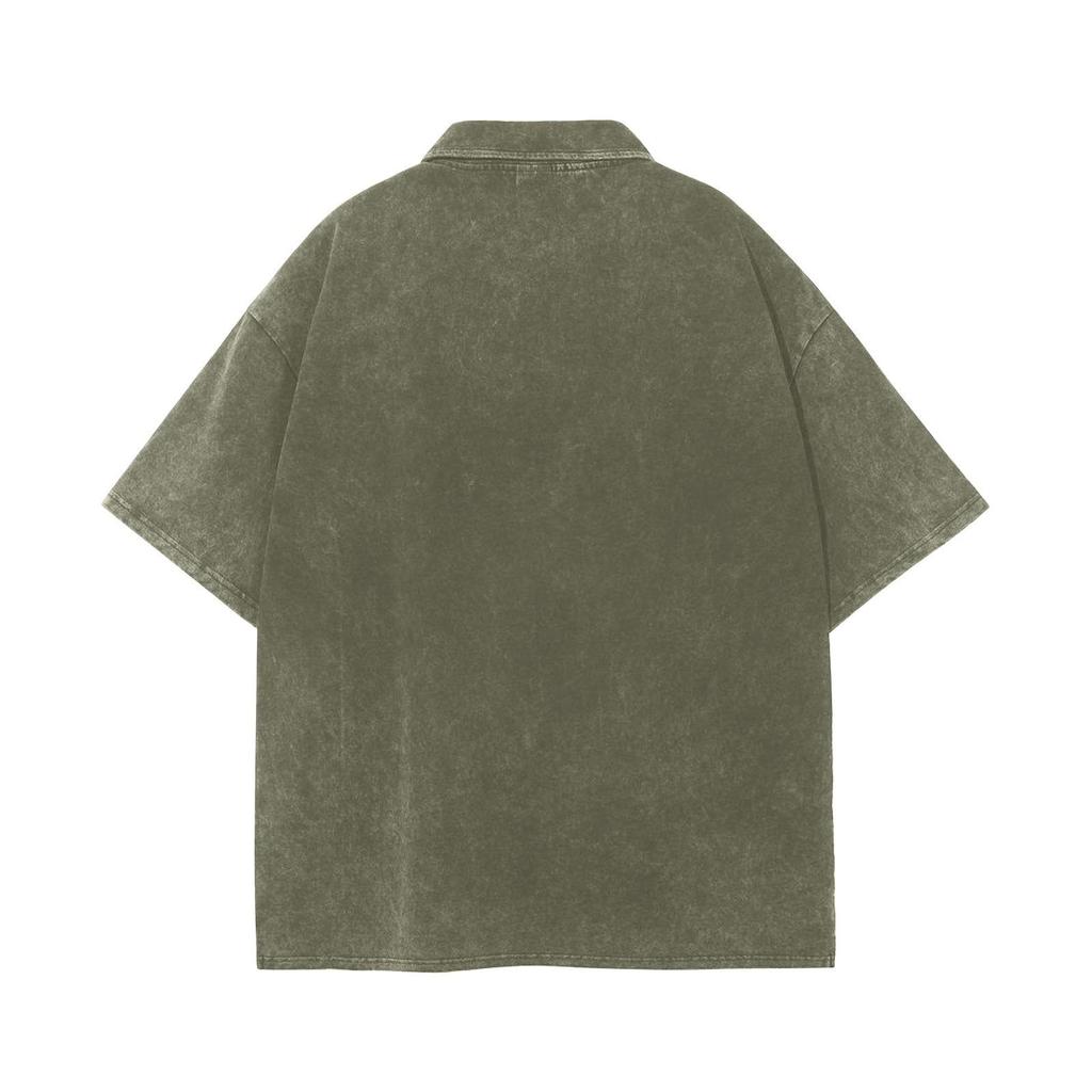 Men's Summer Solid Color Button Lapel Loose Short Sleeve Top