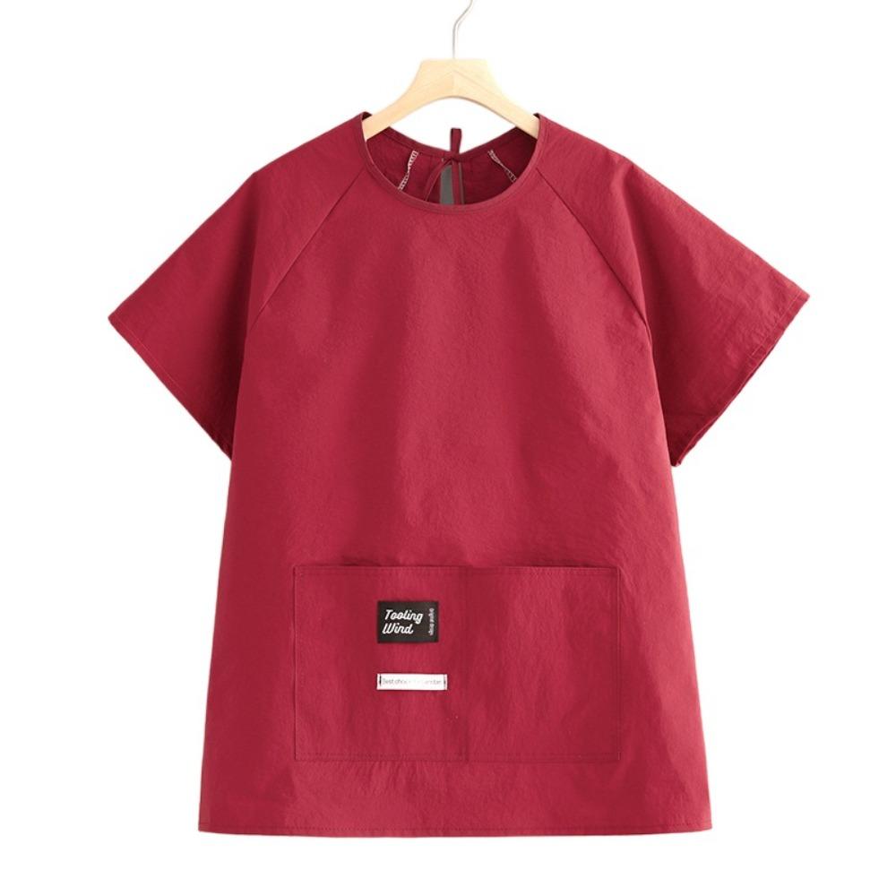 

Solid Color Kitchen Apron Waterproof Half Sleeved Work Clothes Durable Cooking Apron Baking красный