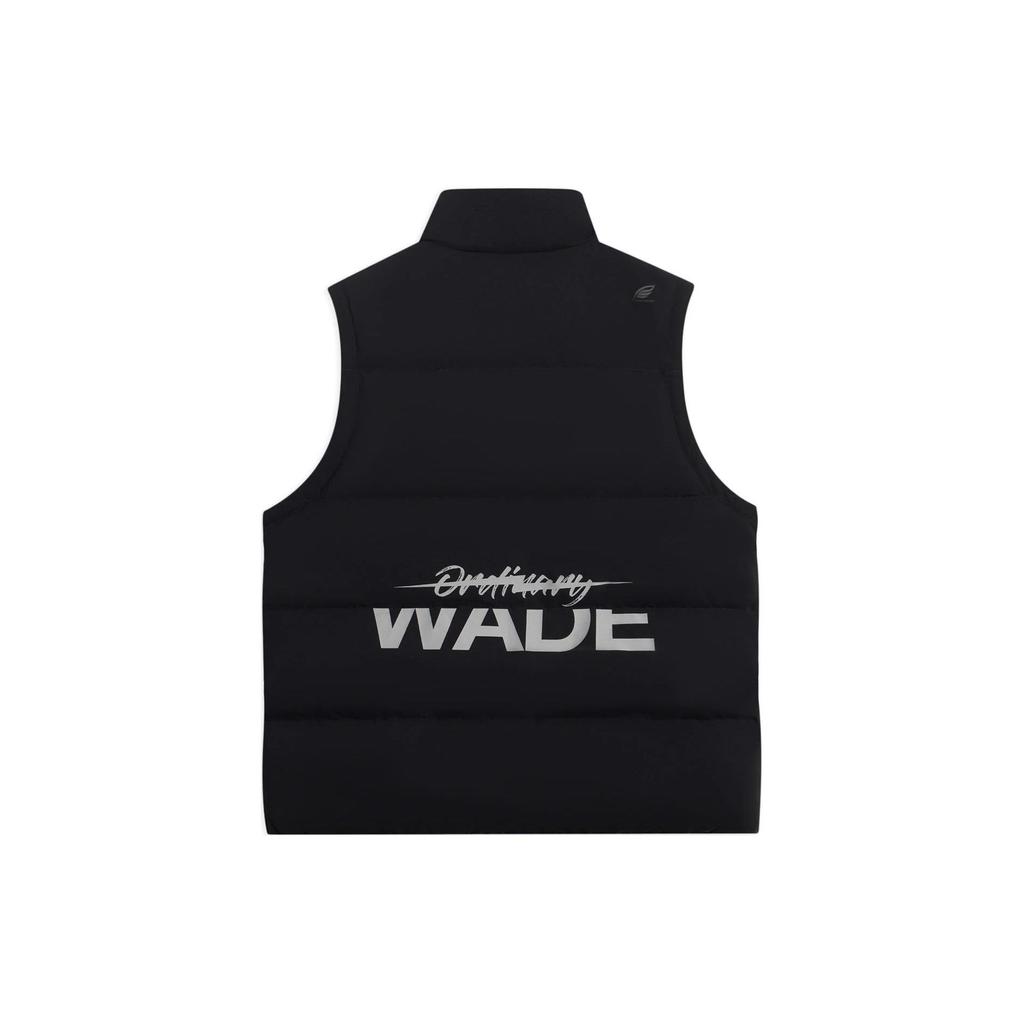 Li-Ning Contrast Color Brand Logo Print Down Vest Men Outerwear Black AMRS035-1