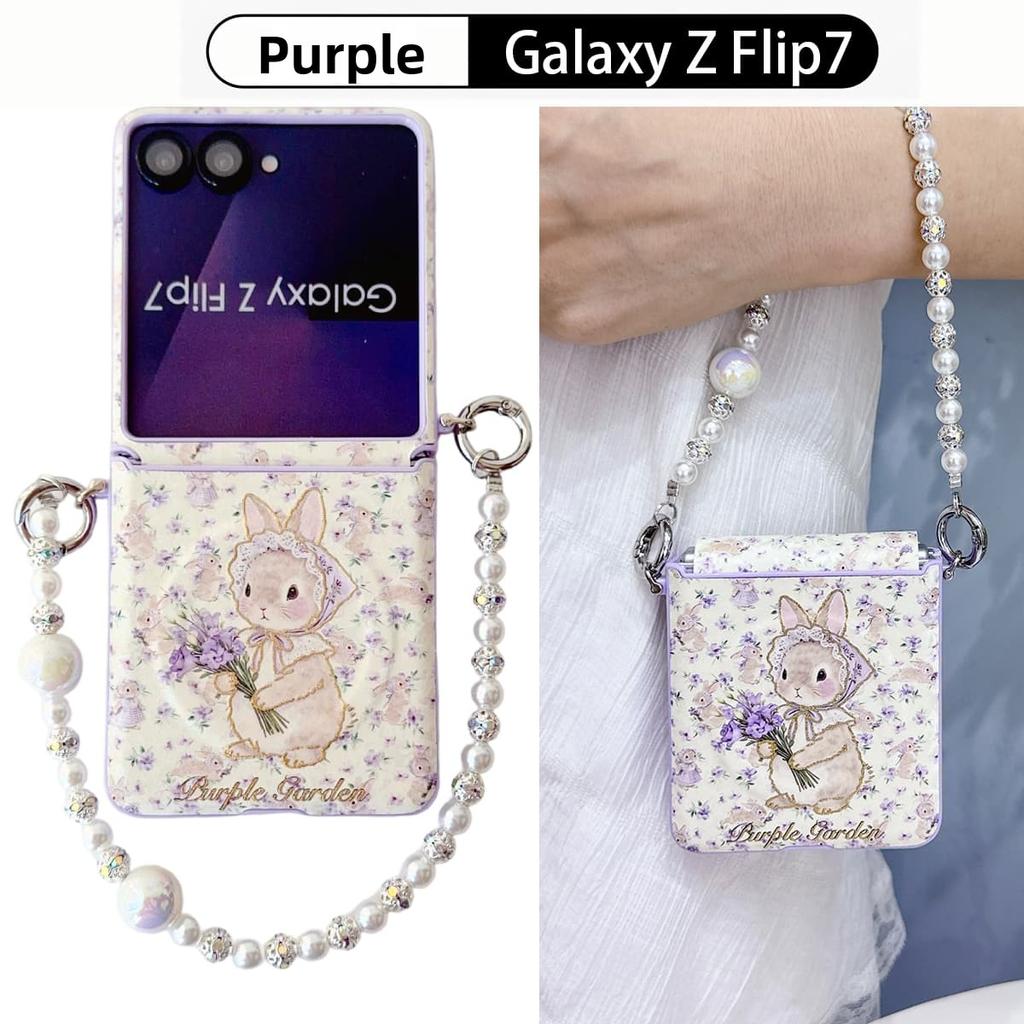 Z Flip7 Schönes Lila Kaninchen Armband Handyhülle Für Samsung Galaxy Z Flip 7 Z Flip6 Flip 5 6 Handheld Flip Cover