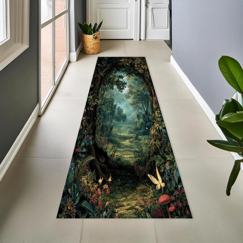 Enchanted Floral Pathway Carpet Mat Garden Rug for Home Decoration Transform Hallway Retreat Living Room Bedroom Corridor Decor