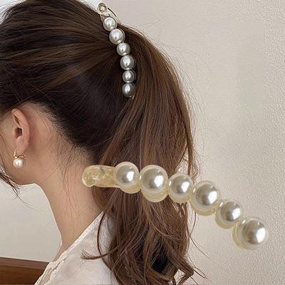 Elegante Perle Banane Clip Ins Mode Banana Clip Vertikale Clip Twist Pferdeschwanz Halter Haarnadel Einfache Kopfschmuck Haar Zubehör
