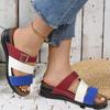 Fashion Plus Size Mixed Color Wedge Slippers Women Summer Beach Weightlight Pu Leather Slides Woman New Soft Sole Non Slip Sandal Mujer