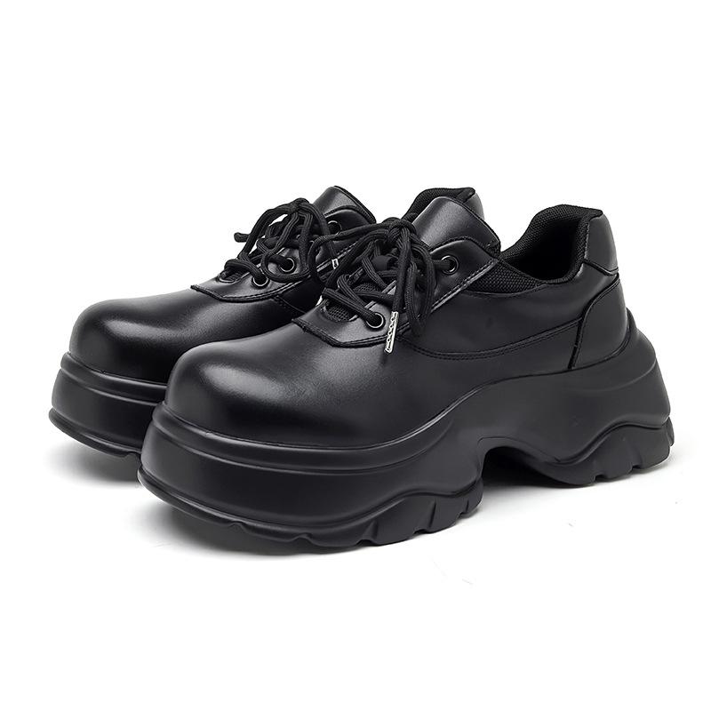 New Platform Heightening Derby Shoes Men's Paris Retro Big Head Shoes British Commuter Leather Shoes Dad Shoes 24309-R