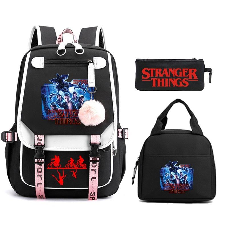 Trend Stranger Things Children'S Backpack Combination Three-Piece Male And Female Versatile Student School Bag