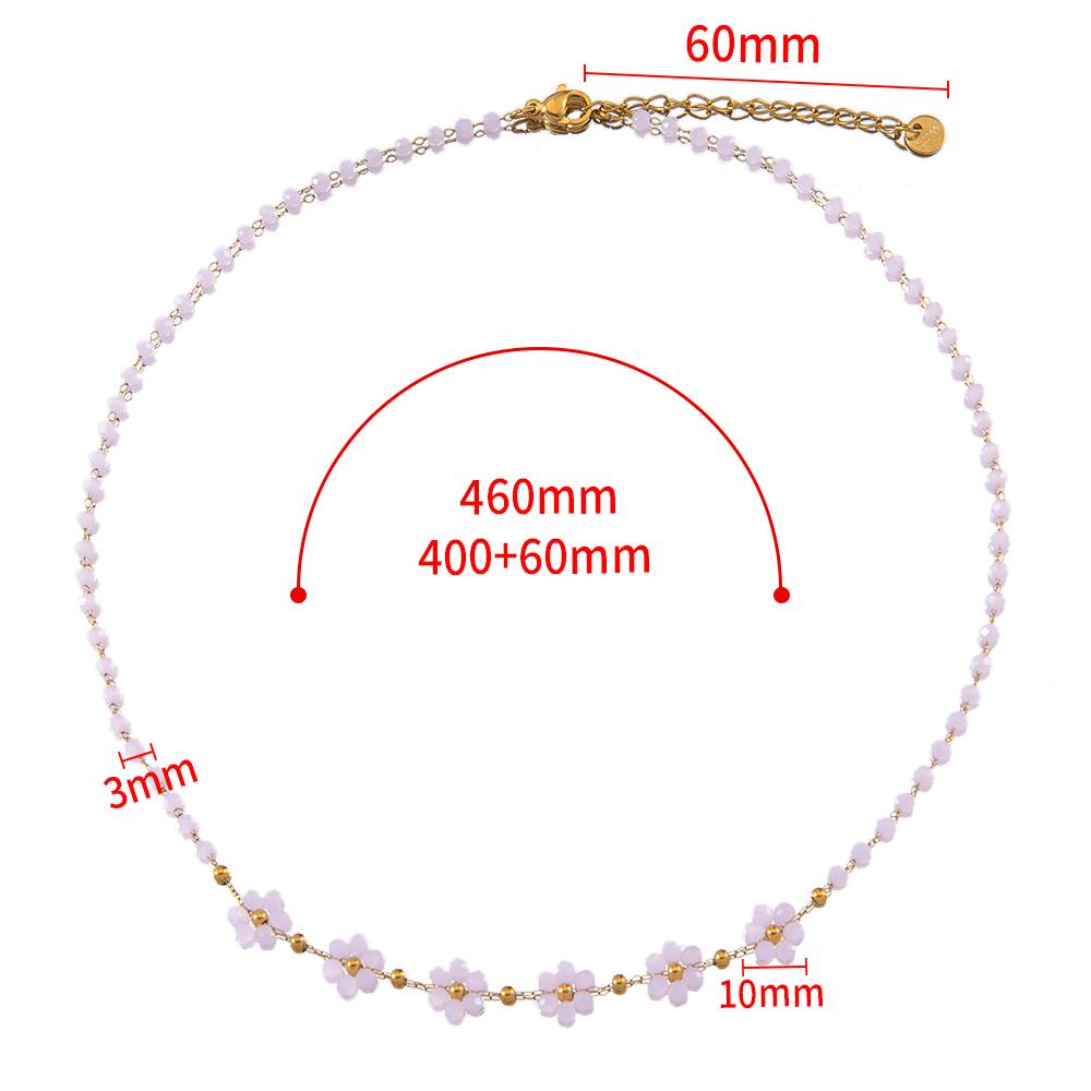 1pcs Stainless Steel Crystal Flower Beaded Chains Lobster Clasps Braid Bracelet Necklace for Women DIY Jewelry Making Wholesale