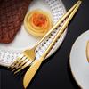 30Pcs Cutlery Set Stainless Steel Knife Fork Tea Spoon Dinnerware Set Western Golden Flatware Mirror Polishing Silverware Set