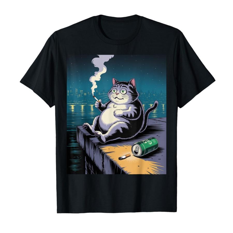 Divertido gato fumador Kitty gen Z Meme cigarette Girl love CAT T shirt S