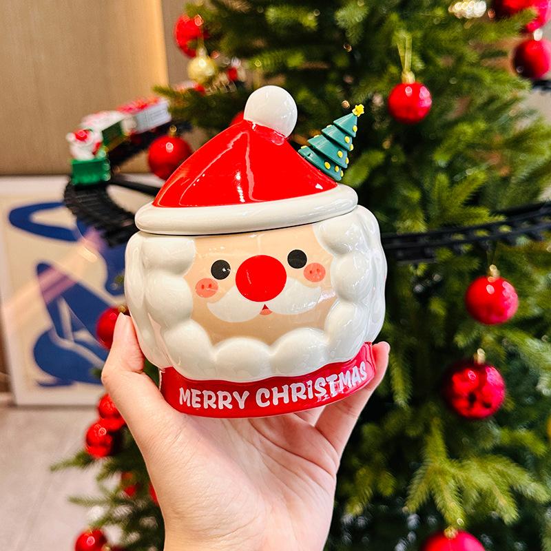 Creative Cartoon Santa Claus Shape Mug with Lid Household Water Cup High Looking Christmas Gift Souvenir