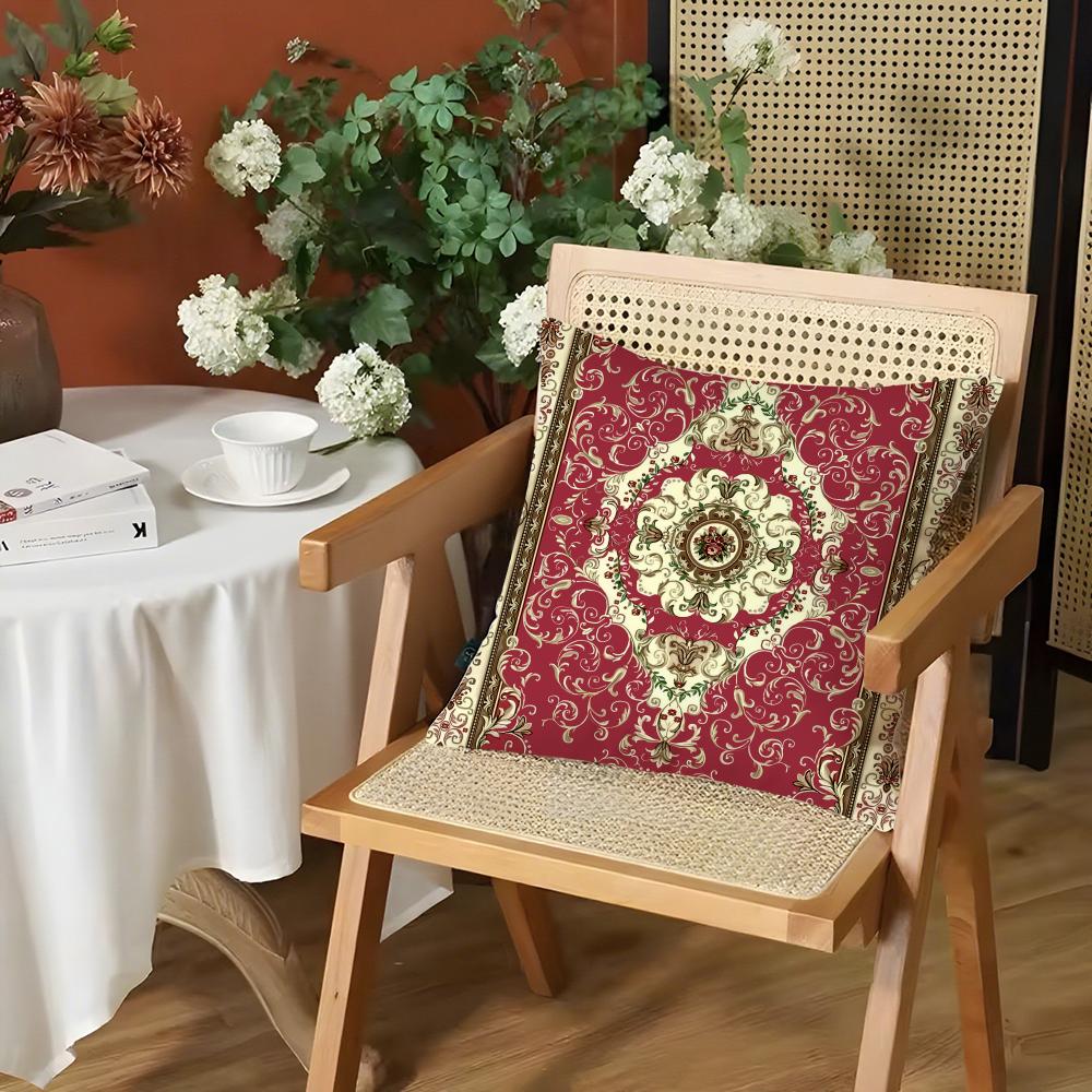 Classic Persian Pattern Cushion Cover Silky Short Plush Invisible Zipper Dustproof Sofa Pillow Case for Home Decor