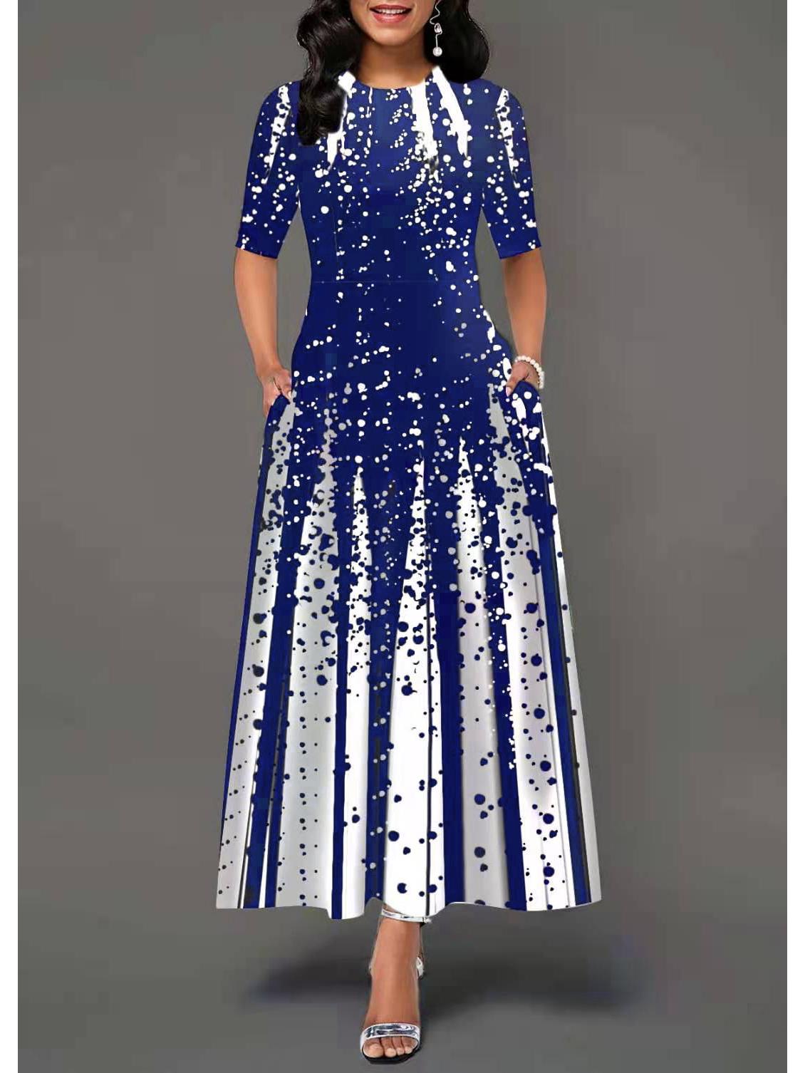 

Женское платье-свинг с градиентным принтом 2024 - Европейская и американская мода, круглый вырез, короткие рукава M