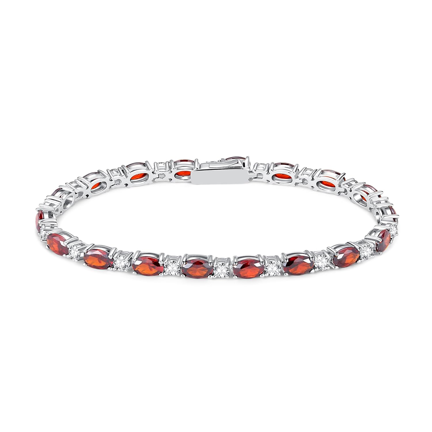 

FANCIME Tennis Bracelet Synthetic Garnet January Birthstone Tennis Bracelet Zirconia Silver S925 Amulet Christmas Birthday Anniversary Present Gift