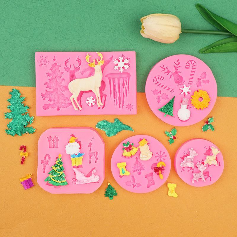DIY Christmas Reindeer, Icicle, Cedar, and Snowflake Fondant Cake Mold