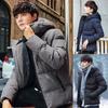 Men Coat Solid Color Padded Thicken Warm Winter Jacket for Daily Wear