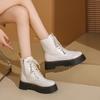 Womens Boots Plush Warm Winter Boots Fashion Casual Leather Boot Lace Up Women Ankle Boots Outdoor Non Slip Oxford Platform Boot