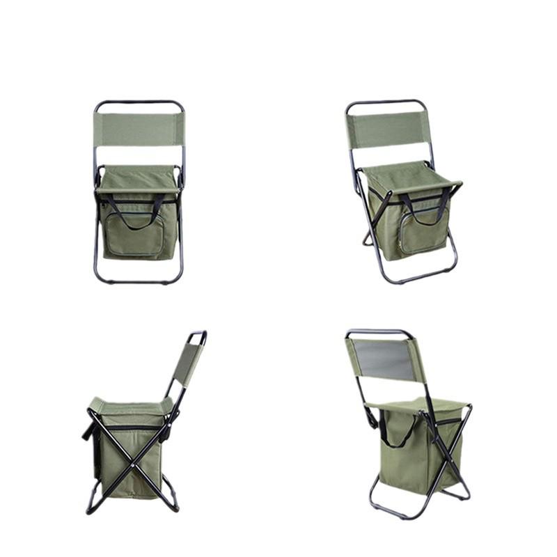Portable Folding Chair with Insulated Storage Bag and Backrest for Outdoor Camping and Fishing Activities