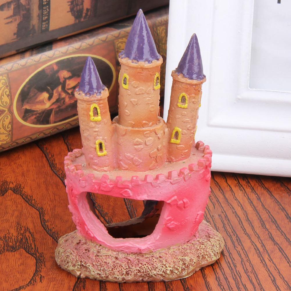 Castle Tower Mould Small Aquarium Cartoon Castle Vivid Scenery Fish Tank Decorations No Sharp Edges for Fish Tank Aquarium Decor