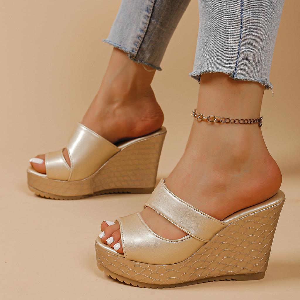 Plus Size Shoes for Women 35-42 Summer Fashion Platform Wedge Comfortable Peep Toe Non-slip Sandals Casual Women Slippers