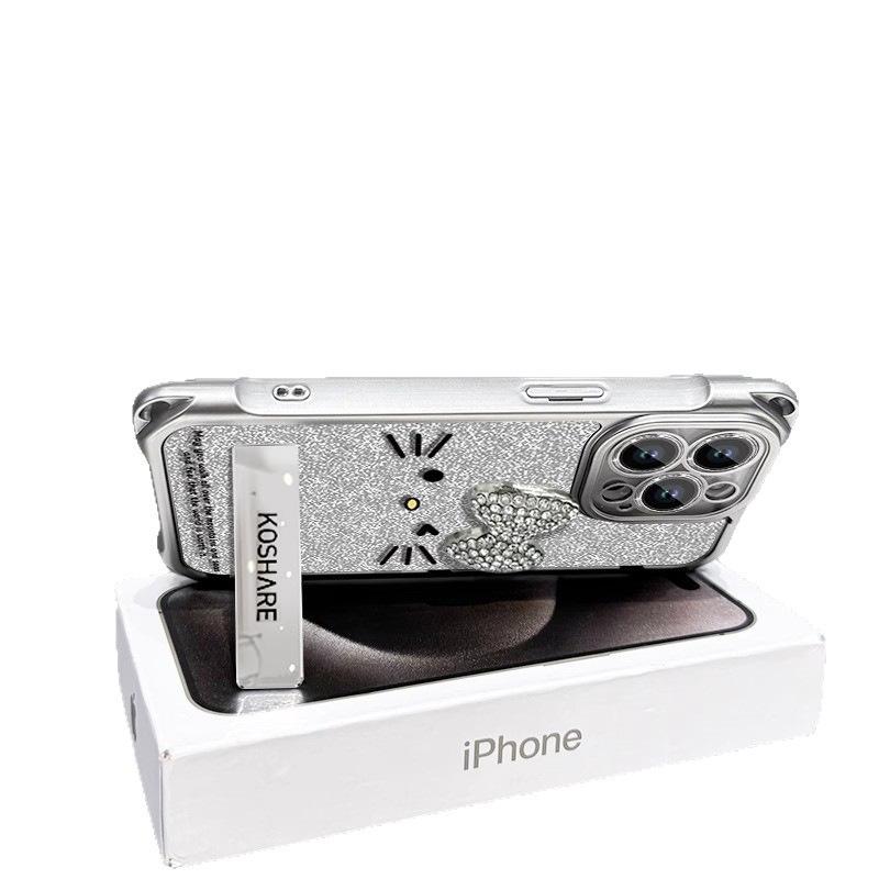 Meow bow doll is suitable for Apple 16 mobile phone case 15promax four-corner lanyard 13 transparent silicone 14 women