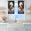 2-Panels The Cute Cat Sleeps Soundly On The Clouds At Night Printed Curtains   Suitable for Artistic Home Decorative Curtains